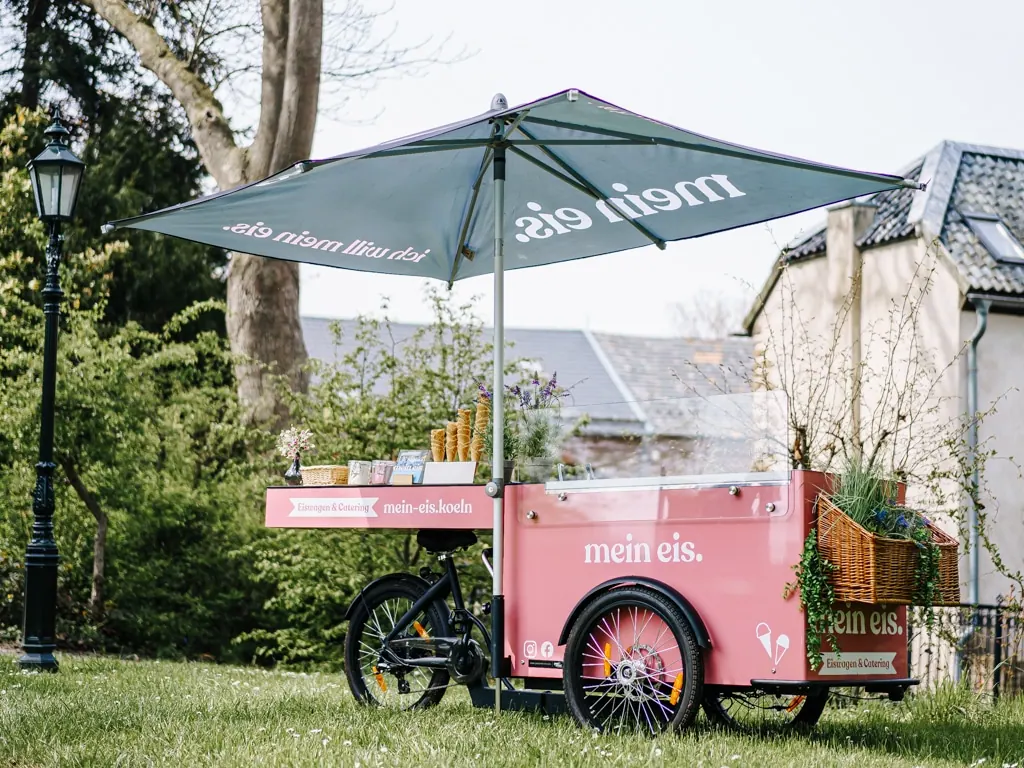 Rosa Eisfahrrad von mein eis im Garten